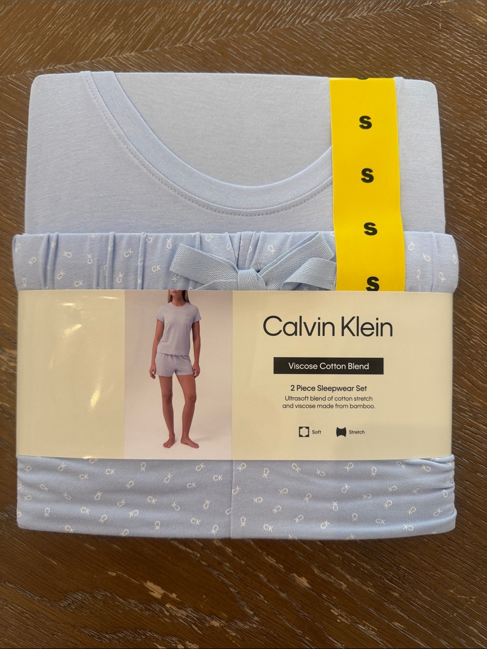 Calvin Klein Light Blue 2-Piece Viscose Cotton Sleep Set